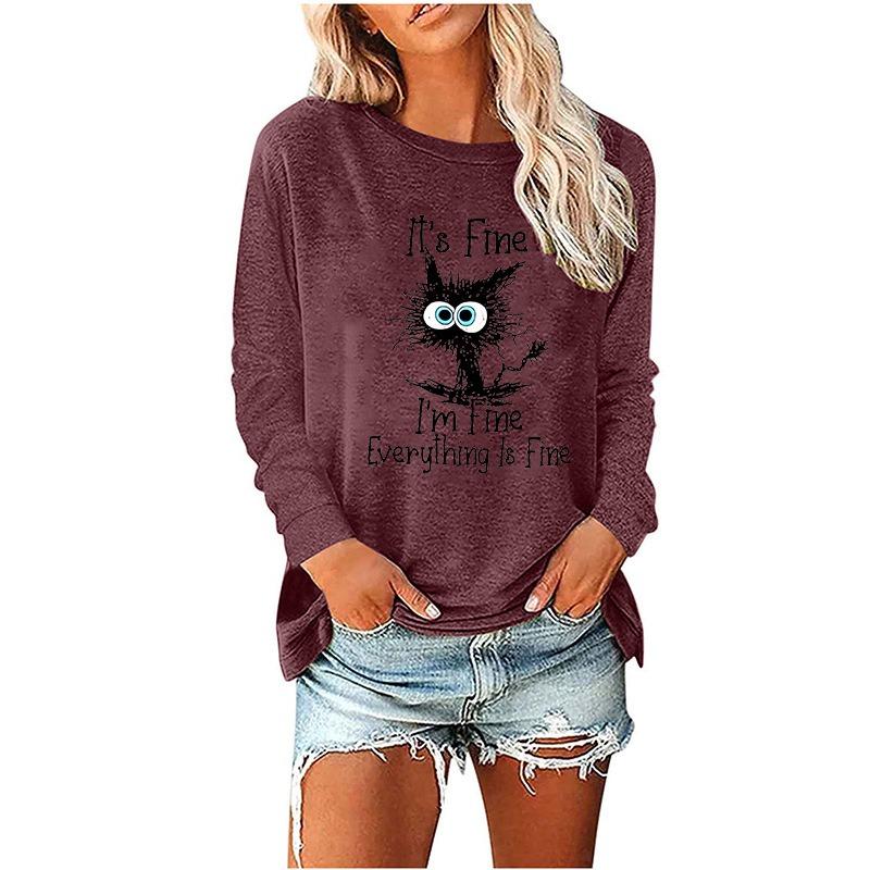 QICED Women's Fashion Casual Long Sleeve O-Neck  Blouses & Shirts