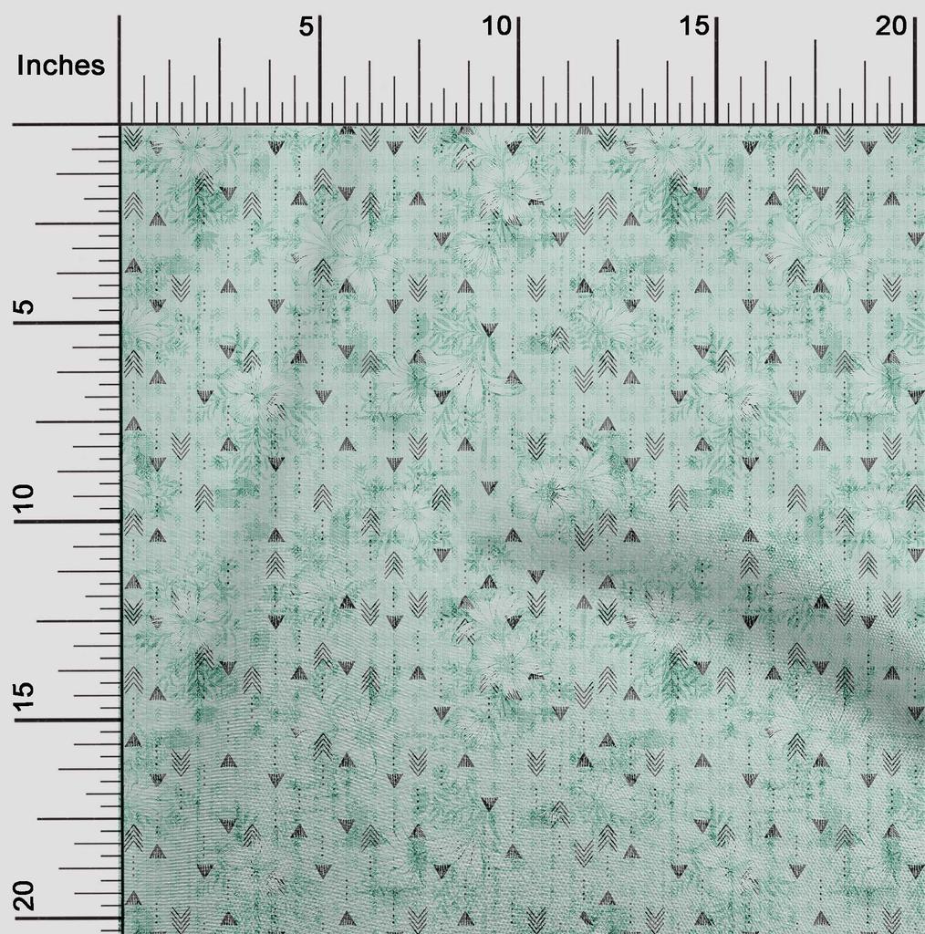 oneOone Cotton Flex Light Mint Green Fabric Texture & Triangle Geometric Craft Projects Decor Fabric Printed By The Yard 40 Inch