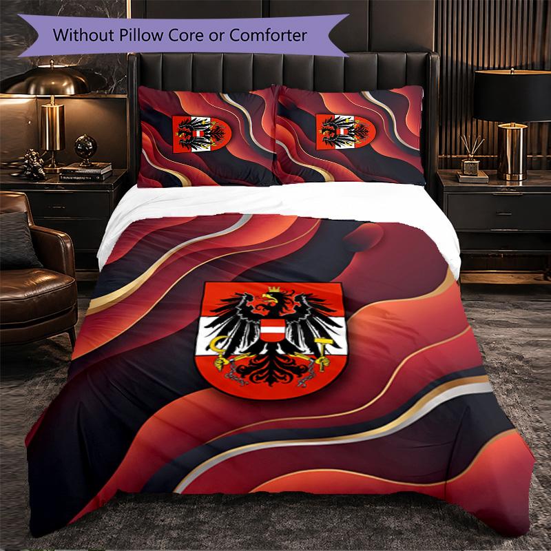 Austria Football Pattern 3 Pieces Bedding Set Soft Microfiber Duvet Cover with Pillow Cases for Bedroom