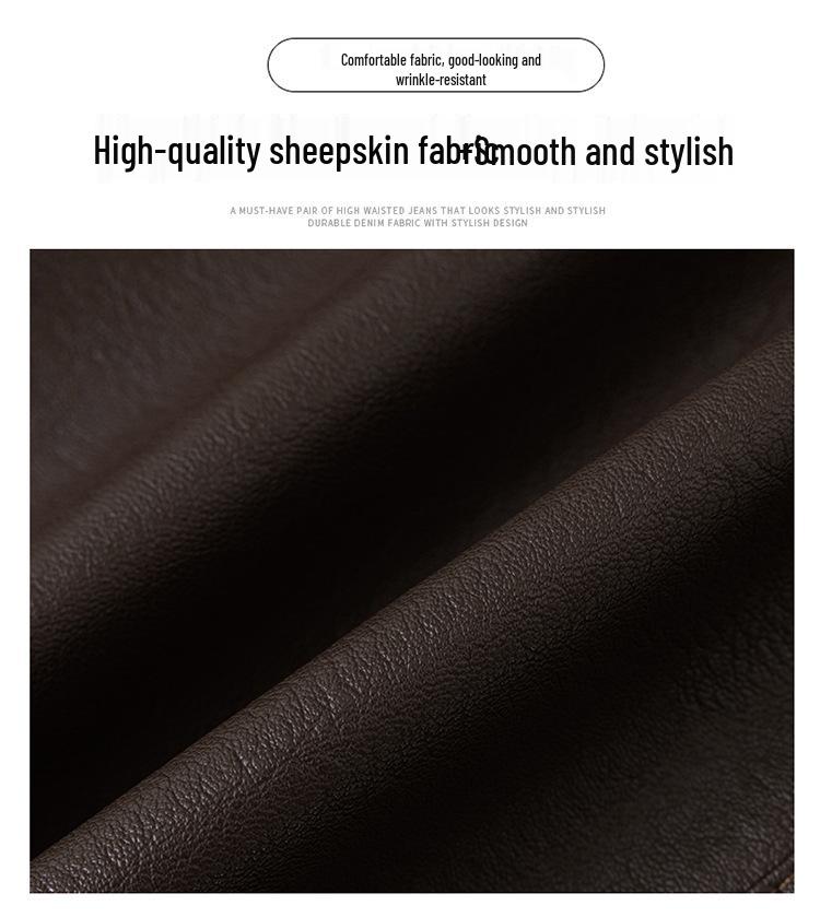 2025 Autumn/Winter Women's High-Waist A-Line Leather Skirt - Genuine Sheepskin Bodycon