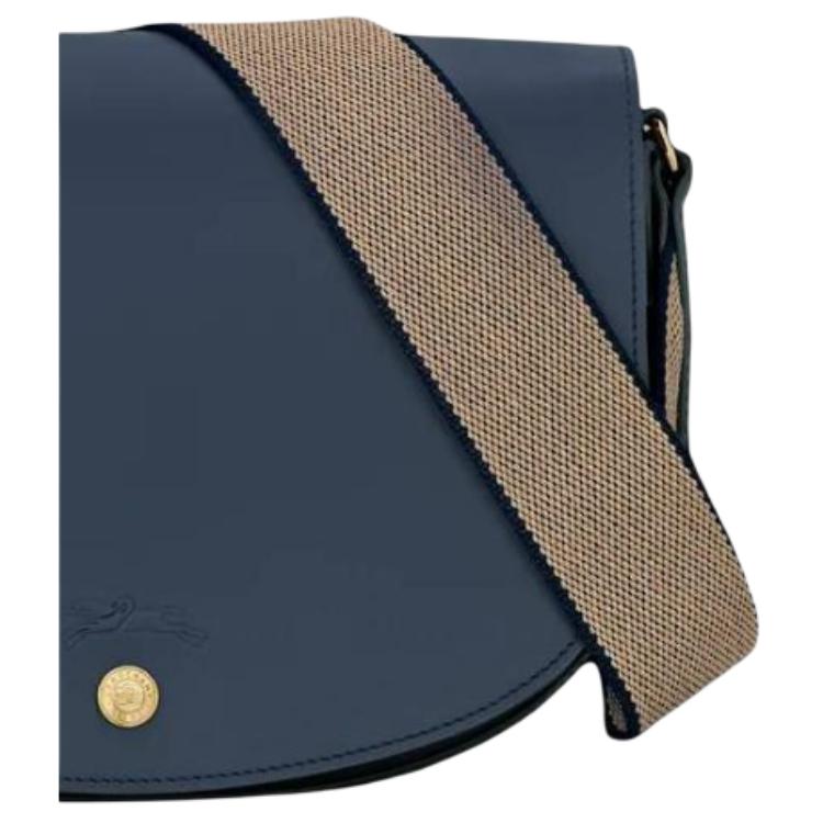 Longchamp Épure Adjustable Cotton Shoulder Strap Leather Insert Small Calfskin Crossbody Bag Women Crossbody Bag Navy-Blue 10253HFY006