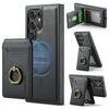 For Samsung Galaxy S25 Ultra Magnetic Case PC+TPU+PU Phone Cover with Card Holder