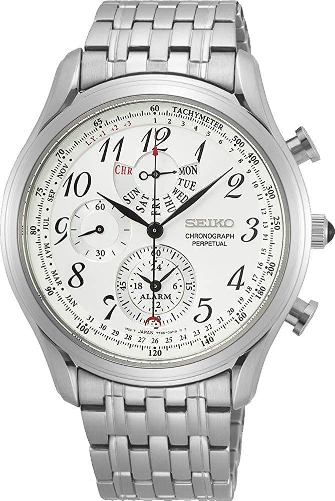 Seiko SPC251P1 Chronograph Perpetual White Analog Business Quartz Ships Internationally Men's Watch,