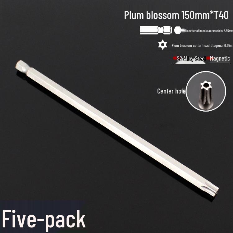 Plum Blossom S2 Magnetic Hex Screwdriver Set - 6.35mm Pneumatic Drill Bit Set