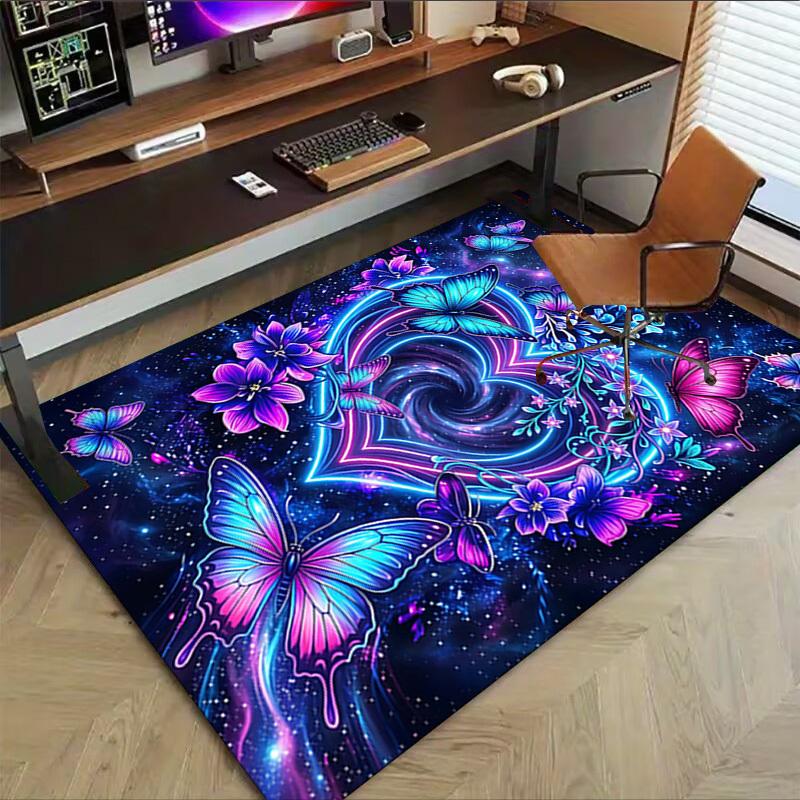 1PC Butterfly Heart Non-Slip Floor carpet, Office, family, bedroom, Studio - Large Area Rug, Vibrant Colors, Longlasting Material-X448