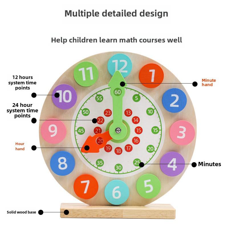 Pädagogische Holzuhr für Kinder - Frühes Lernen Digitaler Wecker