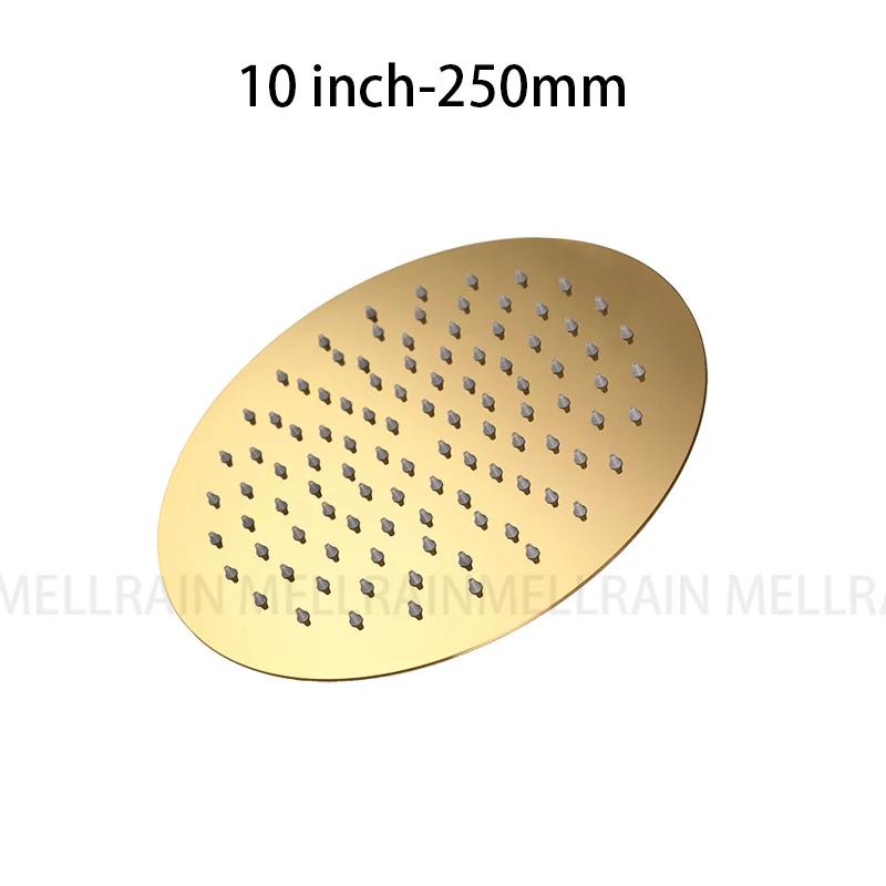 Brushed Rose Gold Rain shower head stainless steel Ultrathin water pressurize shower head in rose gold, Grey, brushed gold