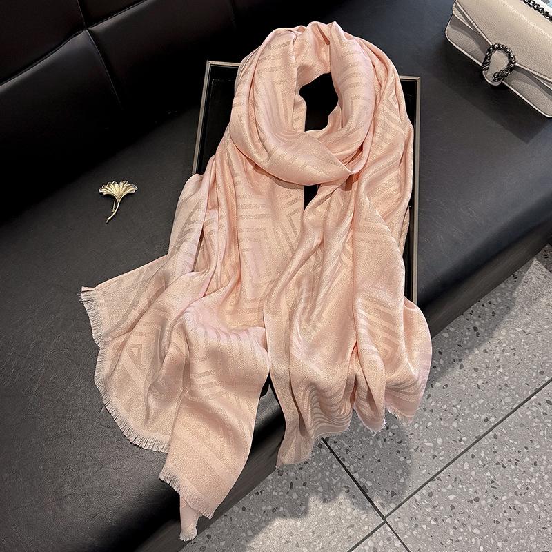 Wiosenny szal z imitacji jedwabiu Damski modny szal Wysokiej klasy elegancki szal Bawełna tencel Wszechstronny jedwabny szal