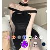 Design Sense Niche Black Spice Girl One-word Shoulder Korean Dress Women's Thin Sexy Hip Skirt