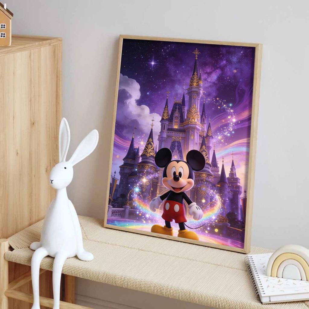 Disney 5D DIY Full Circle Diamond Painting Kit Magical Castle Mickey Mouse Wall Decor Gift