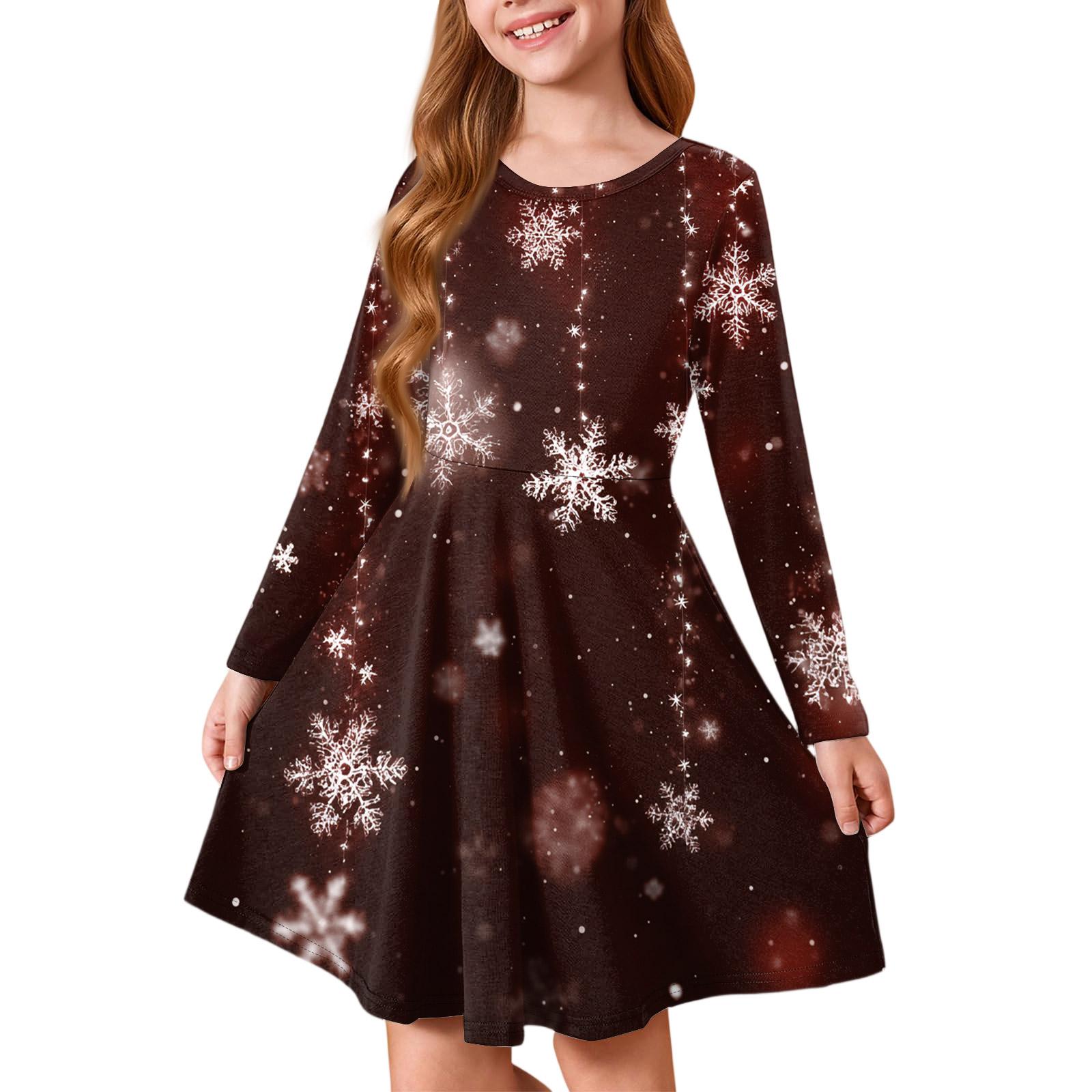 

Платье принцессы для девочек - Платье-футболка А-силуэта с длинным рукавом на Рождество 120