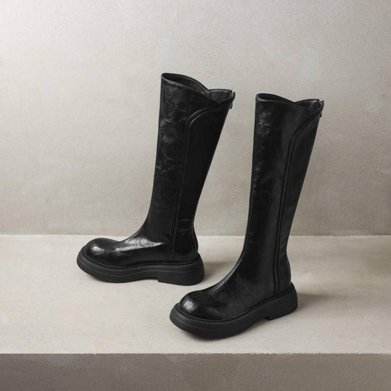

Korean version of rubber sole thick sole non-slip solid color Martin boots rear zipper comfortable middle heel round head autumn and winter hi 39