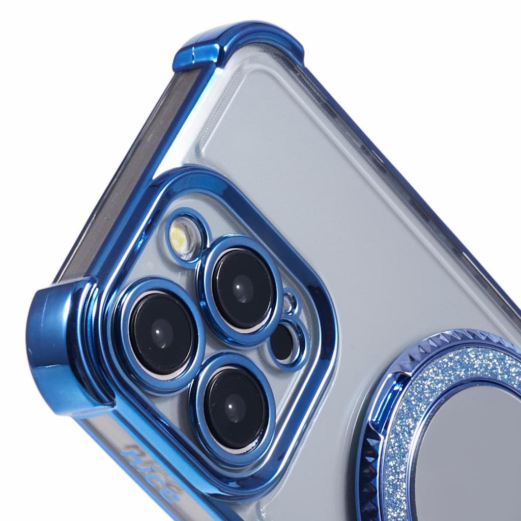 For iPhone 14 Pro Max Side Heart Pattern Case Kickstand TPU Phone Cover with Mirror