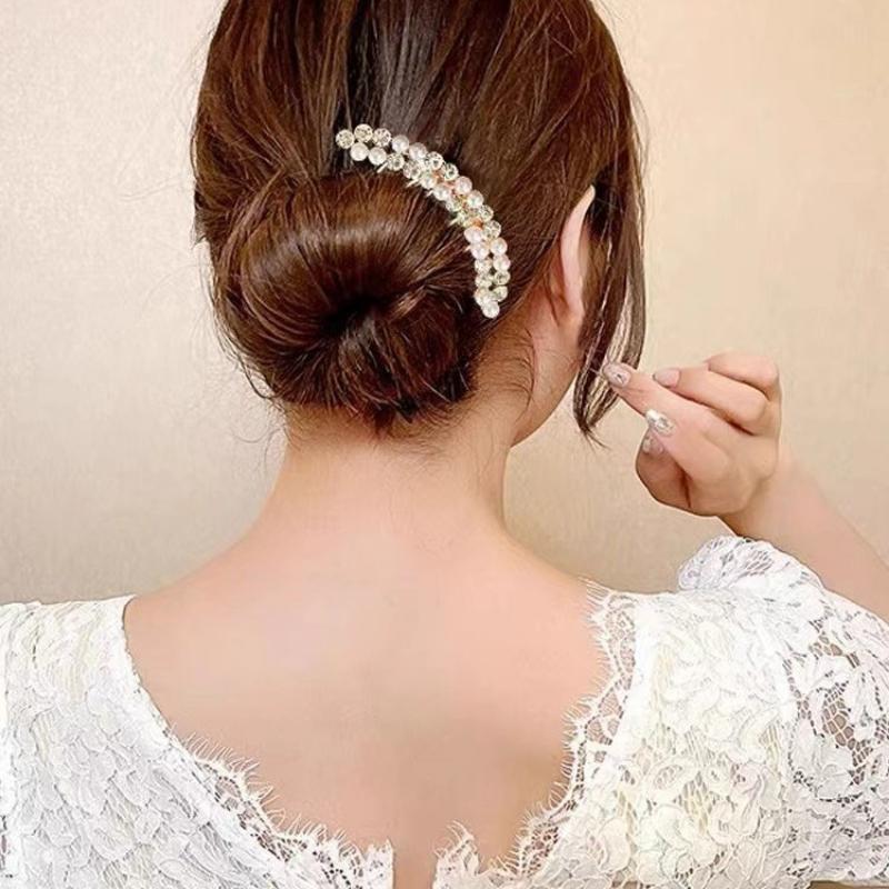 Pearl Alloy Comb Hairpin Hairpin Simple Hair Comb Temperament Hair Flower Hairpin Female Ball Head Hairpin Hair Accessories