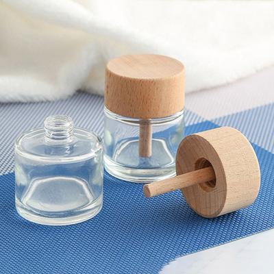 Glass Volatile Empty Bottle Creative DIY Diffuser Bottles with Wooden Cap Transparent Refillable Aromatherapy Bottle Room