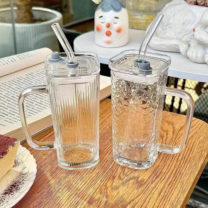 ZISIZ Glass Straw Cup with Handle