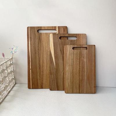 Planche à découper en bois d'acacia avec poignée - Double face, planche à découper portable et plateau de service