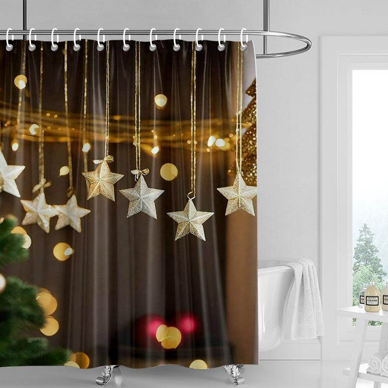 Home Decoration Shower Curtains for Bathroom Waterproof Curtain Fabric Modern Nordic Style Living Room Merry Christmas Winter