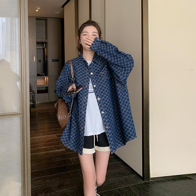 Women's Retro Denim Jacket Women's Single Breasted Loose Large Size Denim Top