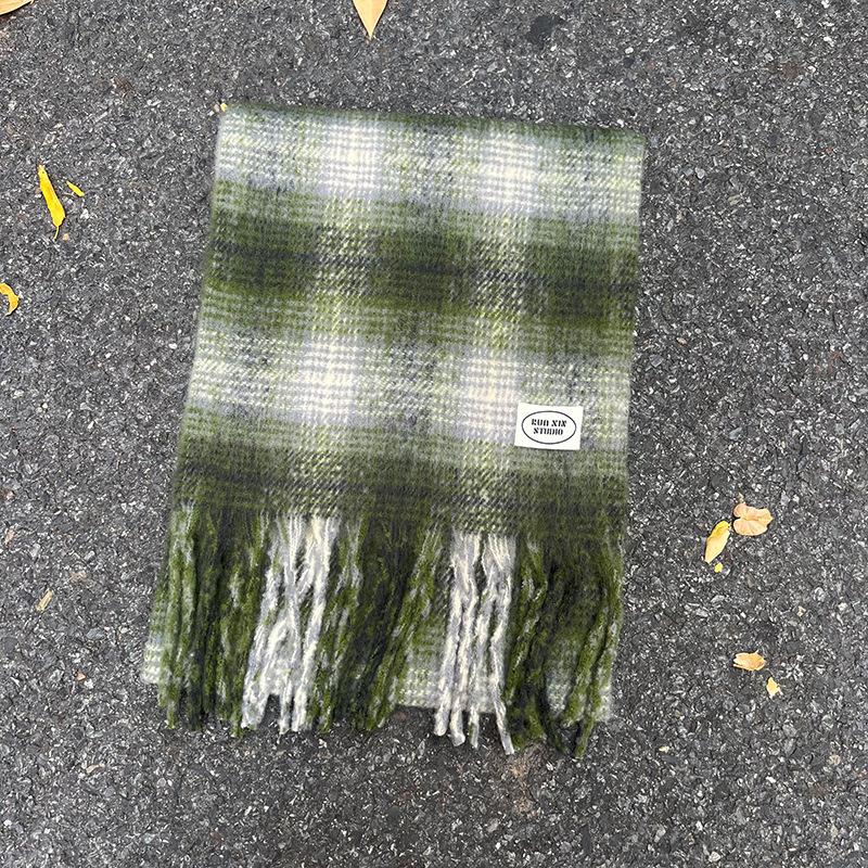 New plaid scarf women's autumn and winter Korean atmosphere imitation cashmere couple versatile warm shawl thickened scarf