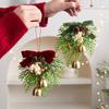 Christmas Jingle Bells Door Hanger Ornament Velvet Bow Pine Cone Bell Pendants For Christmas Decoration Christmas Gift Noel