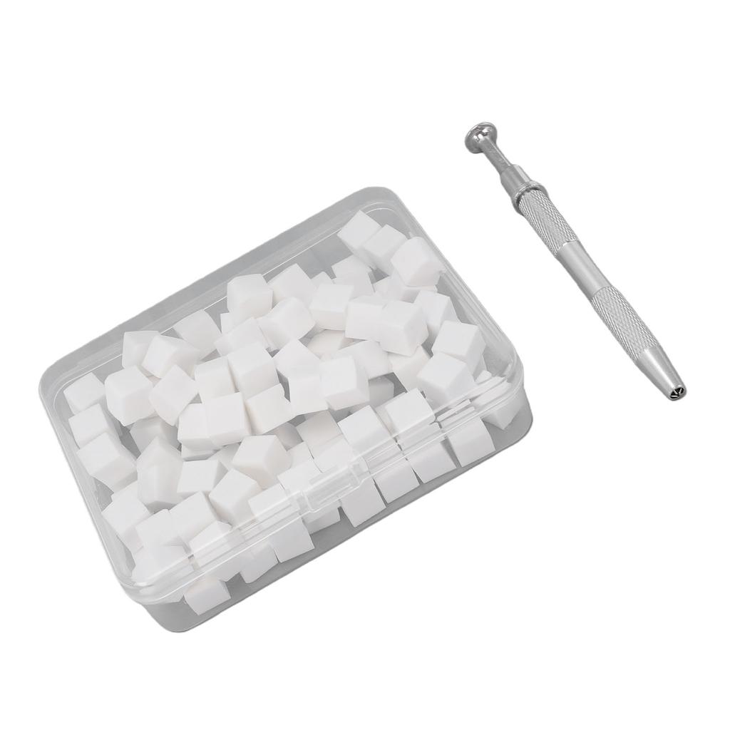 100pcs Nail Art Sponges with Gripper Pen Storage Box DIY Nail Art Sponge Tools Set