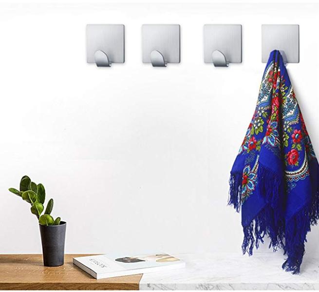 Stainless Steel Adhesive Wall Coat Hanger Hook Bathroom Towel Robe Hook Shower Hook