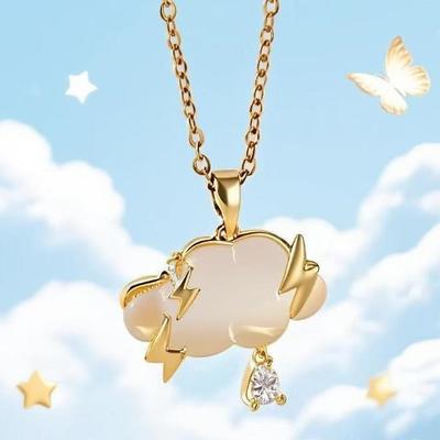 JMXD Lightning Cloud Necklace Creative Design Dainty Clavicle Chain Micro Inlay Crystal Pendant Trendy Aesthetic Jewelry for Women