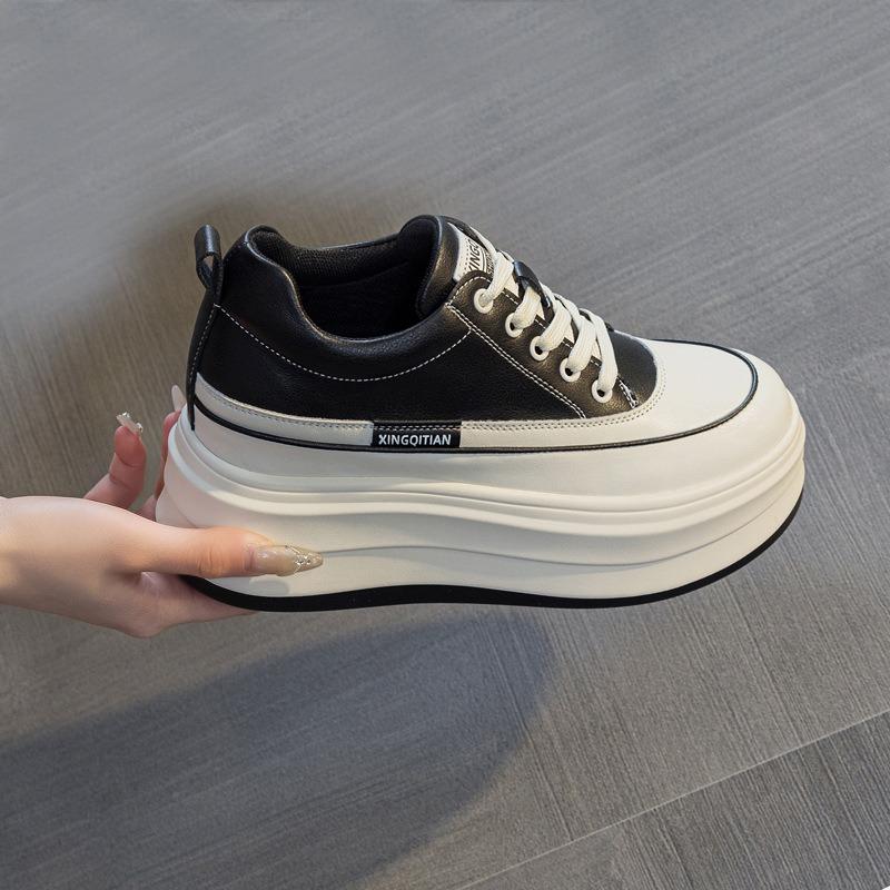 Spring and Autumn Women's Shoes New Wedge Heel Muffin Thick Sole Inner Height Increase Small Casual Single Shoes