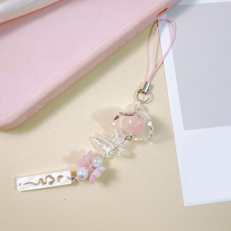 Handmade Beaded Bird Wind Chime Phone Chain Phone Embellishment Bag Decoration and Fashion Accessory for Bag and Phone