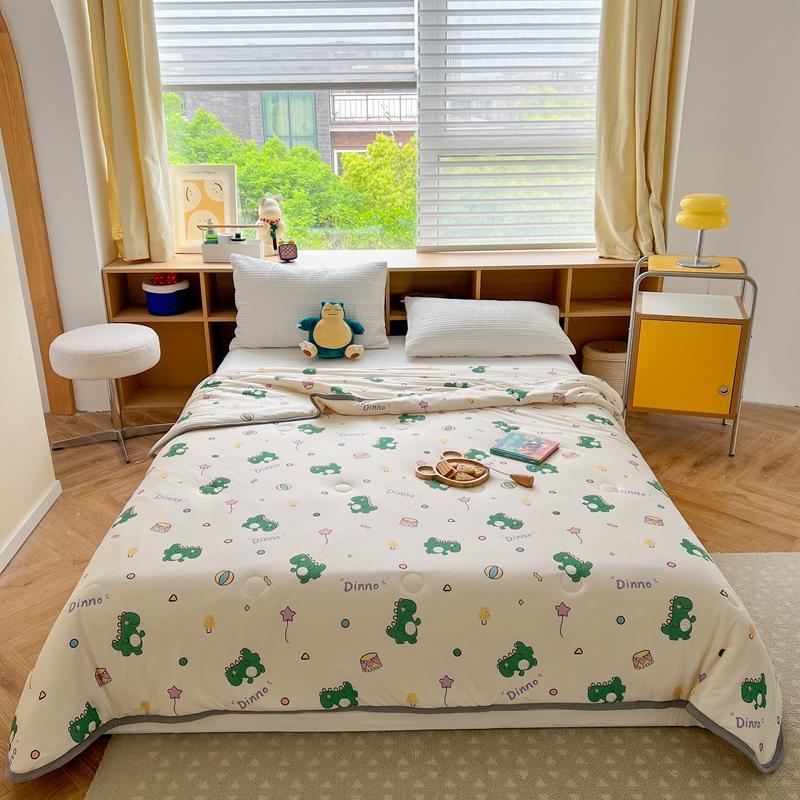 Cartoon Dinosaurs Penguins Summer Quilt Funny Animals Pattern Air-conditioning Cool Comforter Breathable Soft Thin Blanket