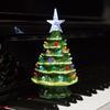 Yousheng 7 Zoll Tischweihnachtsbaum LED Leuchtender Mini Harz Weihnachtsbaum Figur mit Stern Baumspitze für Feiertagsfeier Heimdeko