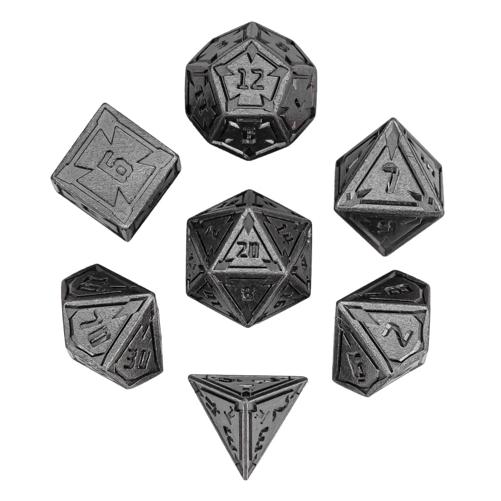Cusdie New Metal DnD Dice Set Minimalist Rhomb Pattern D4-D20 Polyhedral Dice for D&D Pathfinder Tabletop RPG Board Games