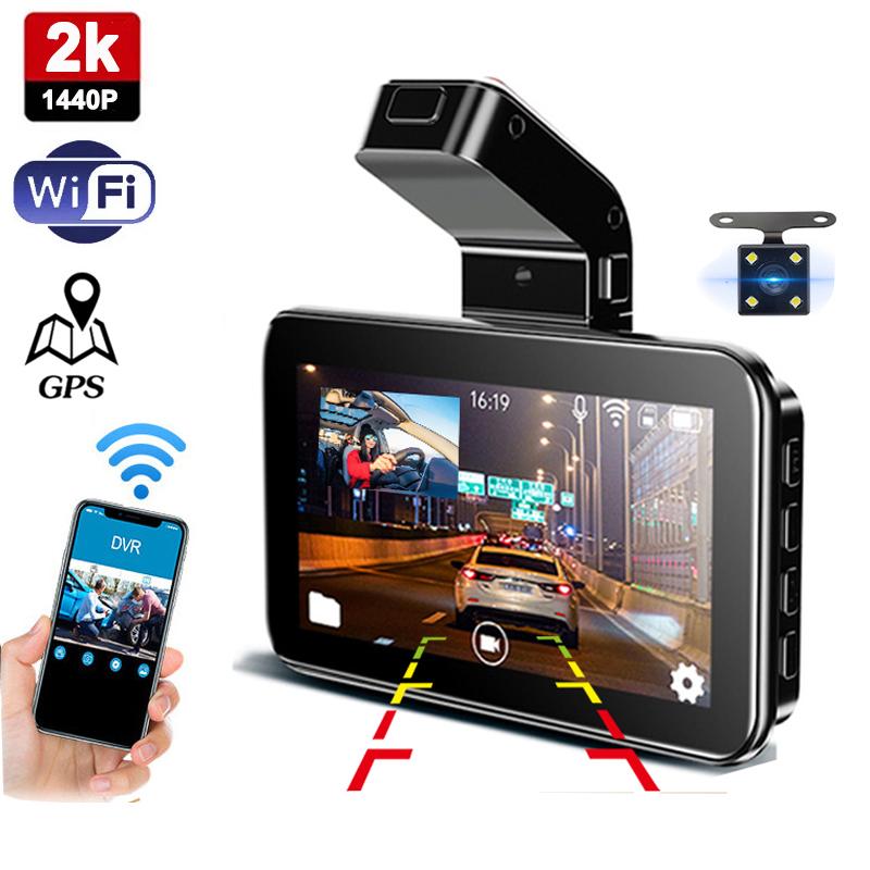 

Автомобильный видеорегистратор IPS 1440P Wi-Fi GPS камера с двумя объективами