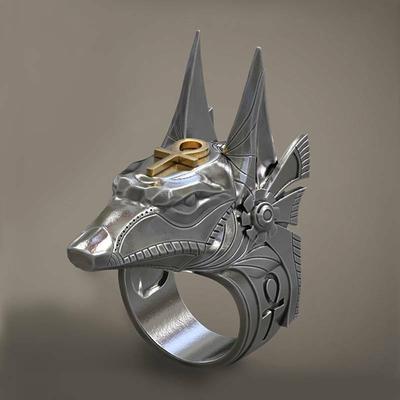 Men Silver Color Ring Egypt Mgypt Mythology Anubis Egyptian Jackal God Underworld Gatekeeper Biker Rings Rock Jewelry ARI