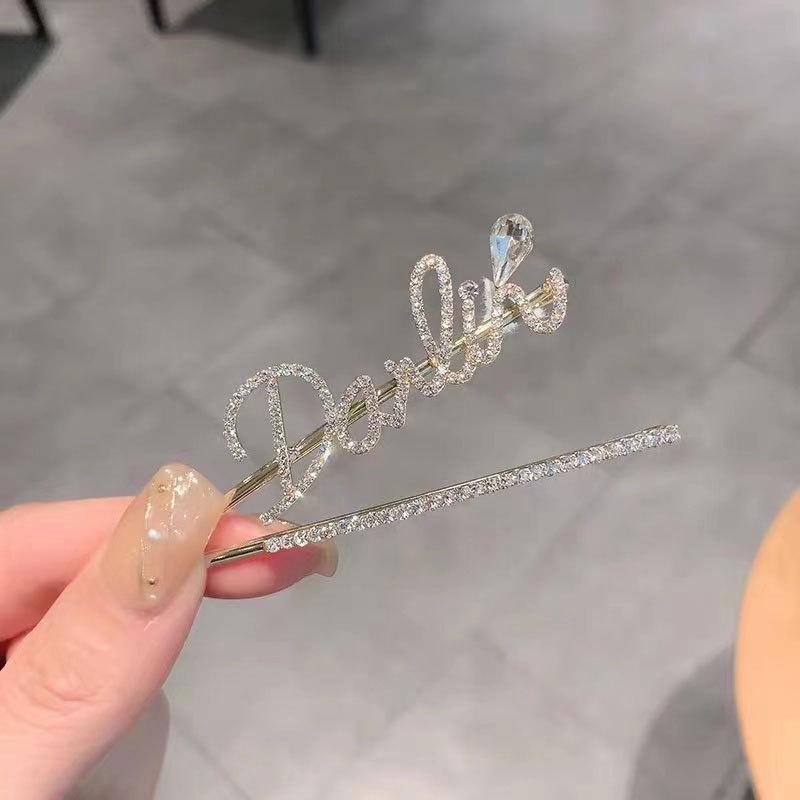 Perlen Katzenaugen Strass Blume Haarspange - Elegante Seitenklammer für Pony und krauses Haar