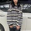 Women Striped Knitted Sweater Autumn Winter Warm Pullovers Oversized Sweaters Unisex Casual Loose Jumper Teen Streetwear