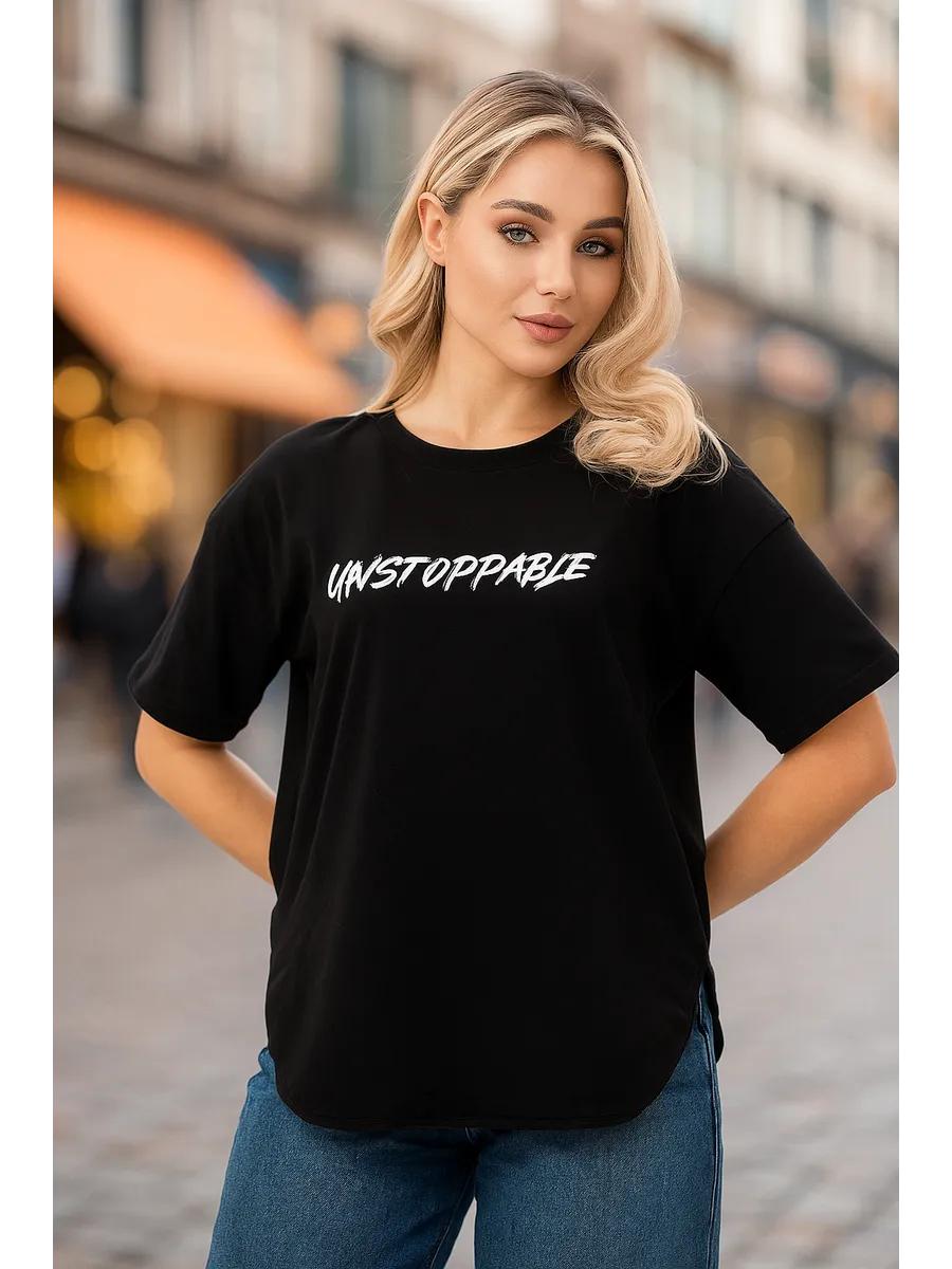 Black basic printed T-shirt 3XL