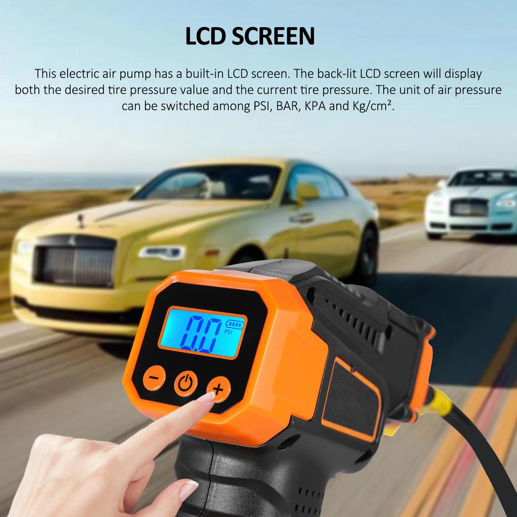 20V Cordless Tire Inflator Fast Air Compressor, 150PSI Portable Handheld Air Pump with 5 x 2000mAh Rechargeable