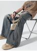 MMTYRM Men's Wide-Leg Denim Pants, Loose Fit, Stretch Goose-Eye Denim Pants, Stylish Jeans with Distressed Finish, Available in Plus Sizes, Blue, XL