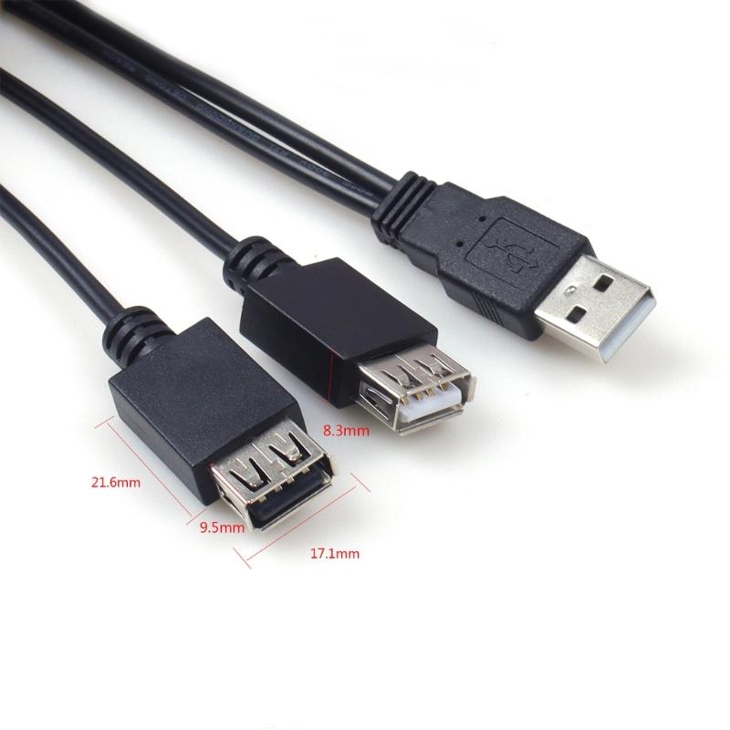 Double USB2.0 A Female Hub Splitter Cable 40cm Length USB2.0 Active/Passive Adapter Cord For Multiple Devices