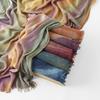 Bohemian Women Tie-Dyed Ombre Crinkle Cotton Rayon Hijab for Ramadan Soft Muslim Hijabs Scarf Breathable Islamic Wraps Shawls