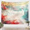 Fire & Ice Phoenix Tapestry, Red Blue Mythical Birds on Black Starry Background, Wall Hanging for Fantasy Aesthetic Decor