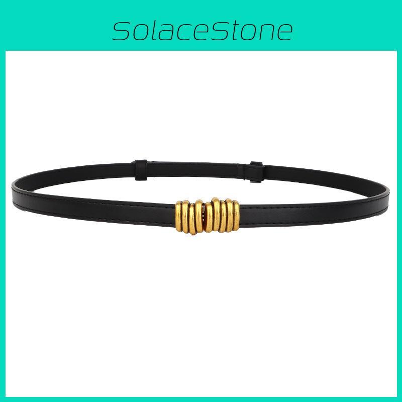 Women Chic Waist Belt Pu Leather With Thread Coupling Design For Casual Dressing