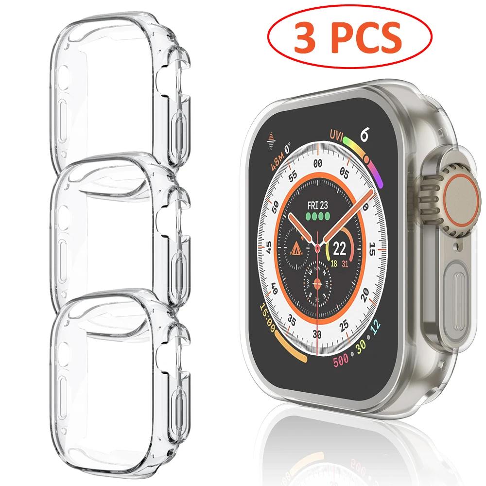Watch Case for Apple Watch Ultra 2 49MM Series 8 7 SE 6 5 4 3 45MM 41MM 44MM 40MM Transparent Cover Apple Watch Screen Protector