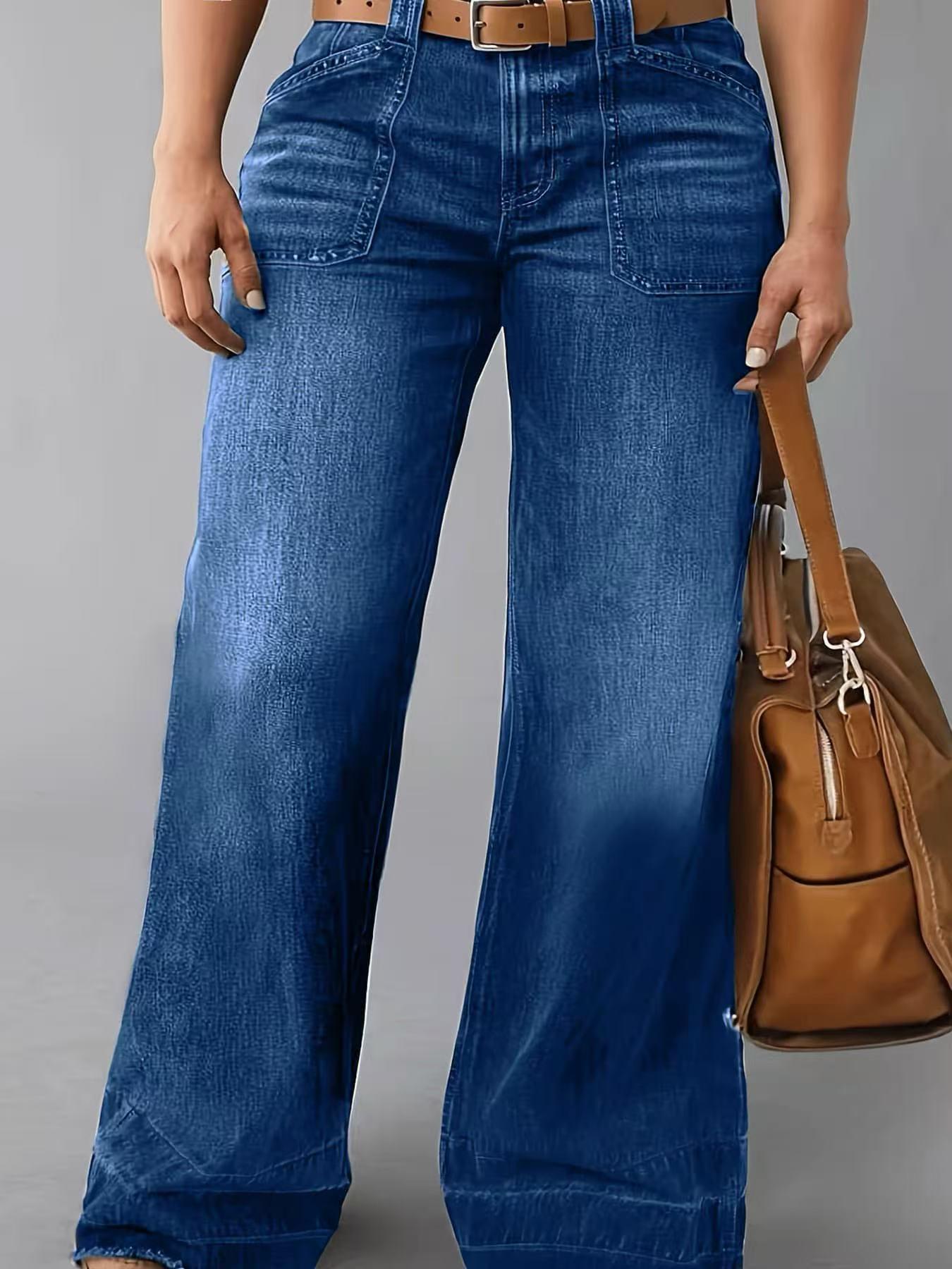 

Plus Size Women s Wide Leg High-Quality Casual Jeans for All Seasons 3XL синій