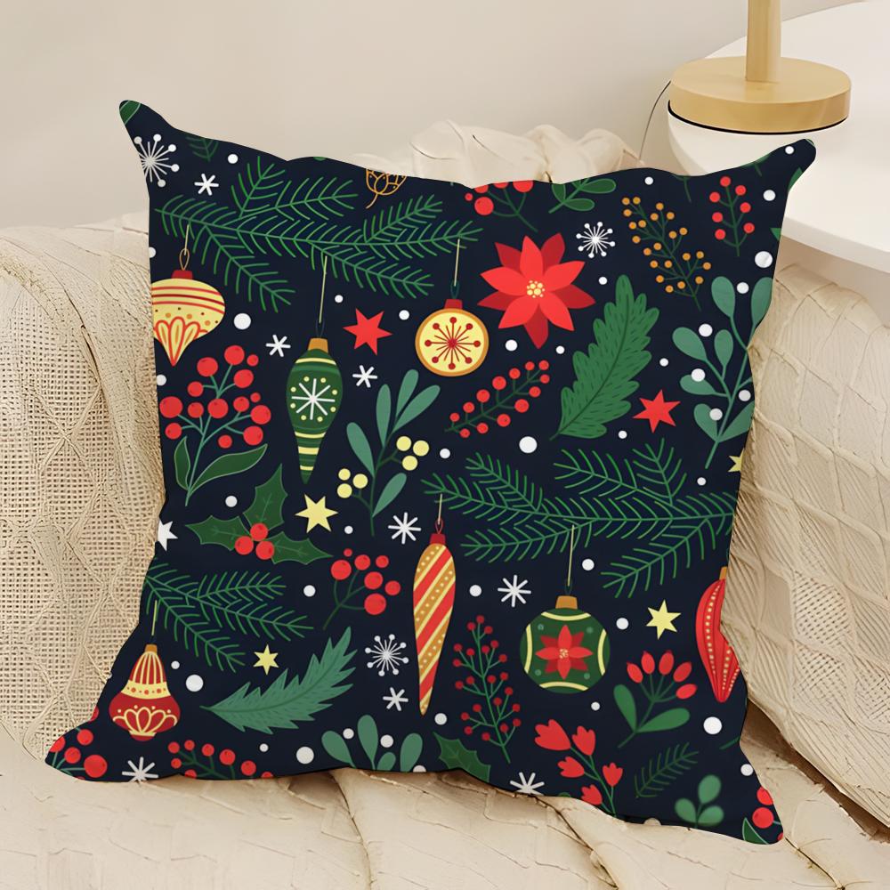 fashing snowflake animal print Pillow Case Natural Linen Double-Sided Printing Sofa Home Decor Cushion Cover