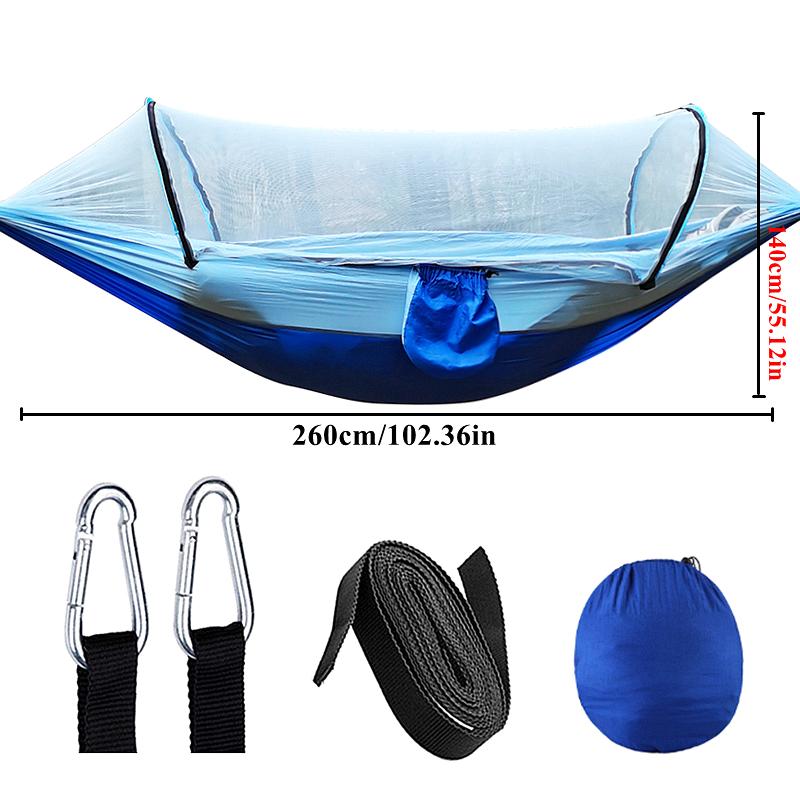 Double Persons hammock Lightweight Parachute Fabric Outdoor Hammock with Net for Camping Travel Outdoor Relaxation 260x120cm