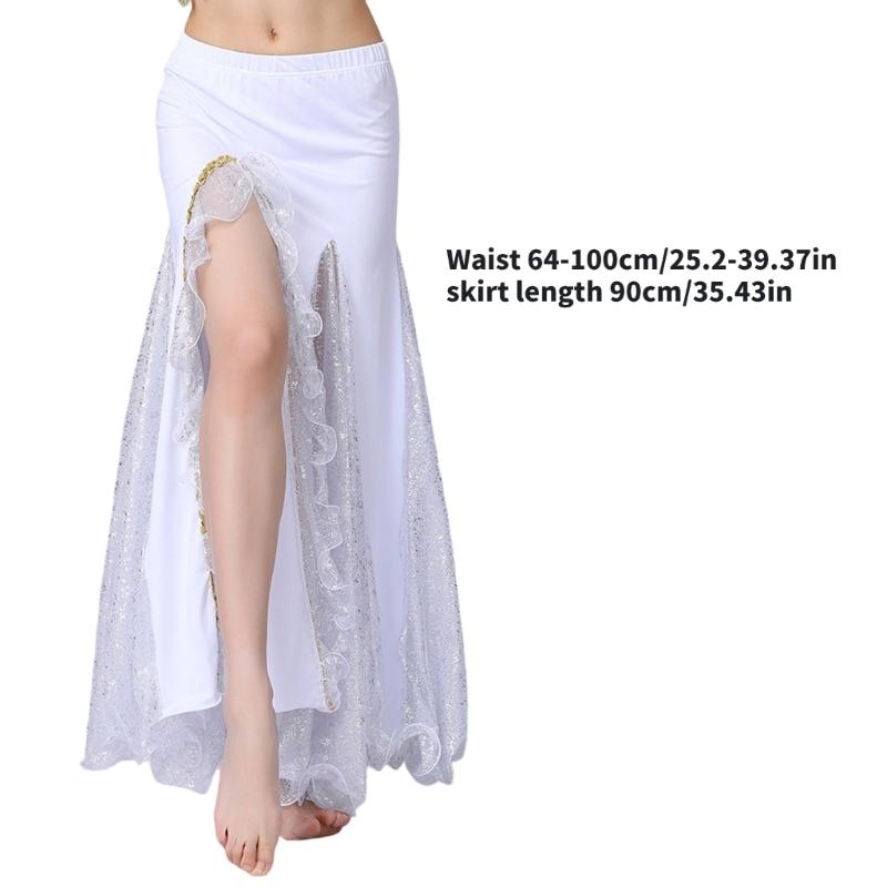 Belly Dance Skirt Sequins Slit Tribal Bellydance Skirts Belly Dancer Costumes for Women Carnival Outfit Dancing Skirt