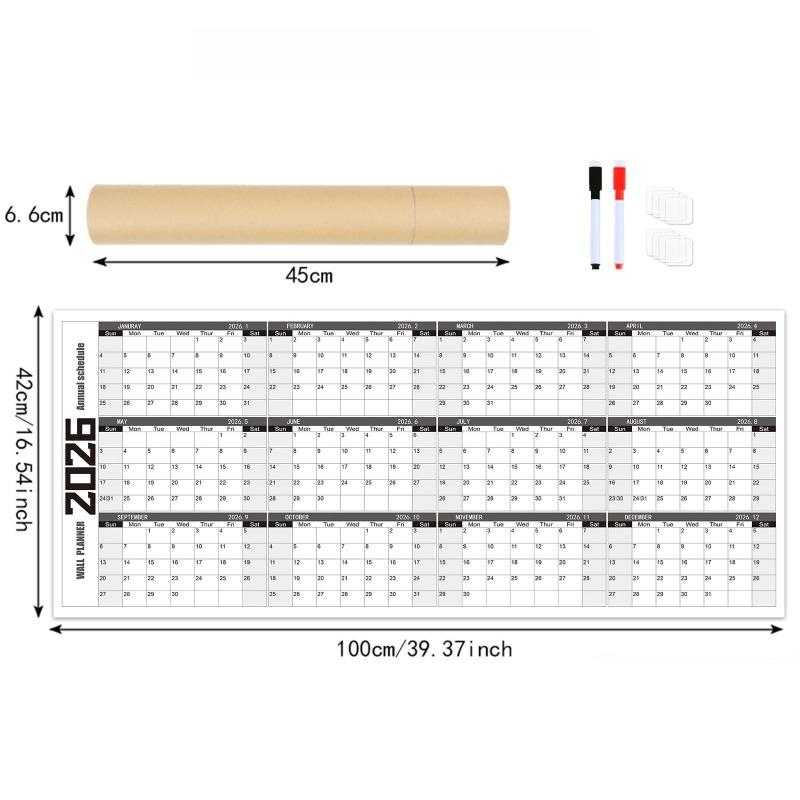 2026 Wall Calendar Annual Planner Daily Schedule Board Calendar for Home Office Planning & Tracking